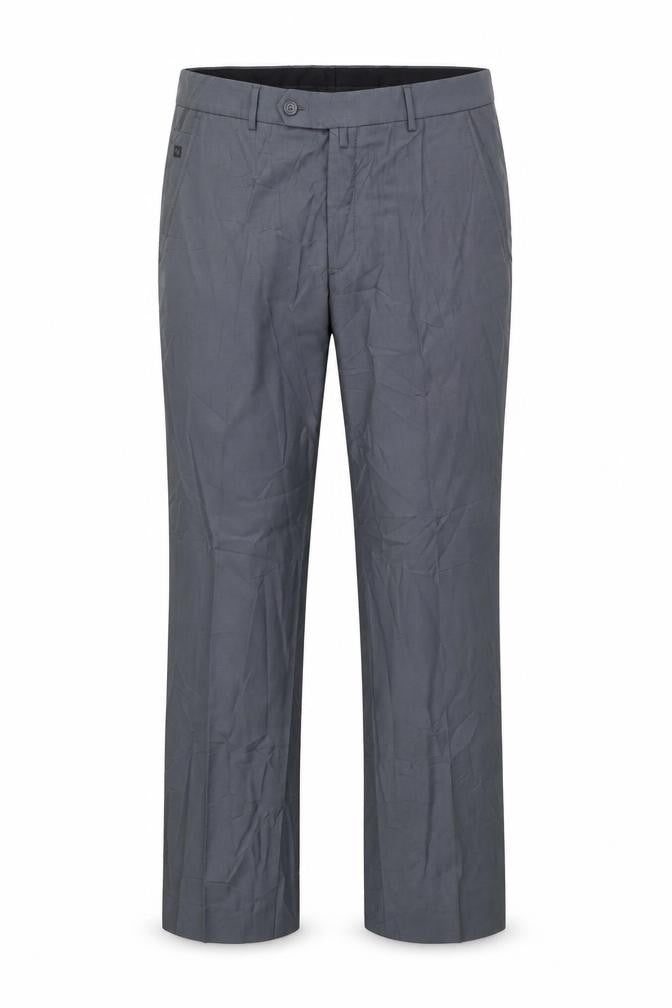 Zecca Men's Grey 38 Dress Trousers Wool Blend Formal Straight Leg