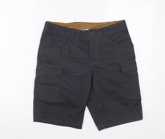 Decathlon Men's Black Cargo Shorts S Regular Fit Cotton Blend