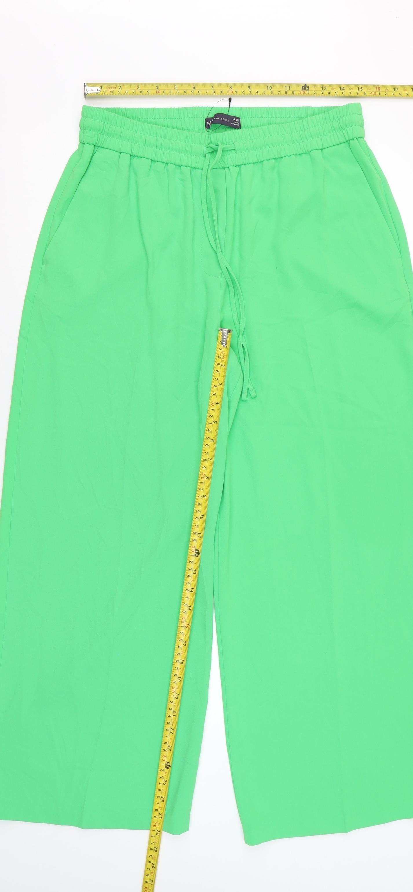 Marks and Spencer Women’s Green Wide-Leg Trousers Size 14 Short