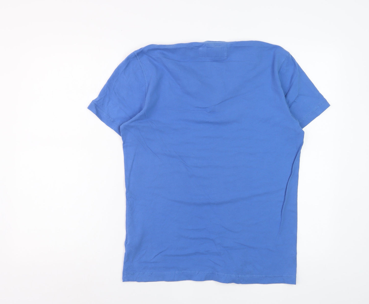 Abercrombie & Fitch Men Blue Henley Short Sleeve Cotton T-Shirt Size S