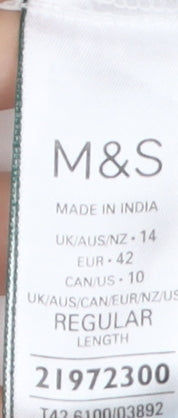 Marks and Spencer Women White Size 14 Sleeveless Fit & Flare Cotton Dress