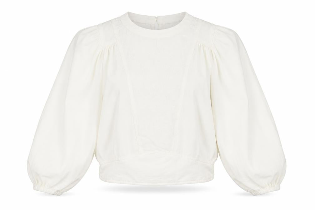 Marks and Spencer Womens Ivory Embroidered Long Sleeve Blouse Size 12