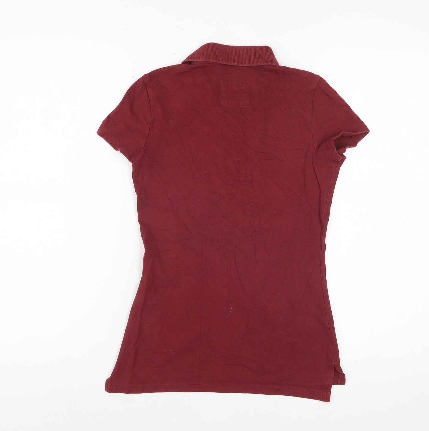 Hollister Womens Red XS Slim Fit Stretch Polo Shirt