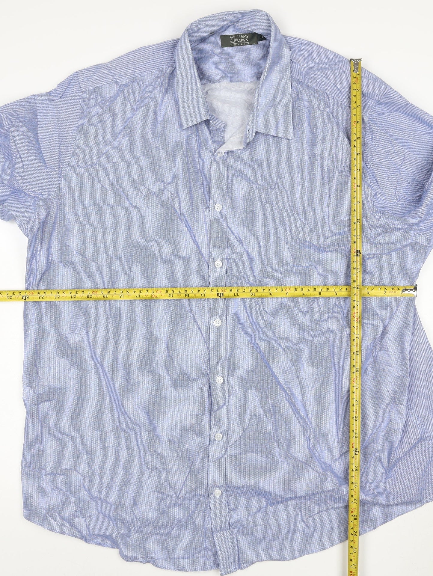 Williams & Brown Men Blue Long Sleeve Cotton Button-Up Shirt Size 19