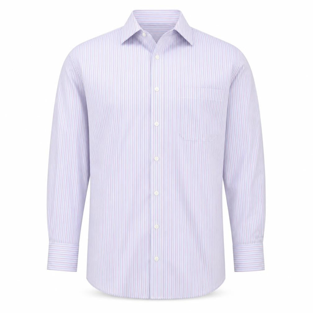 Marks & Spencer Men's Multicoloured Stripe Regular Fit Long Sleeve Shirt Size 17