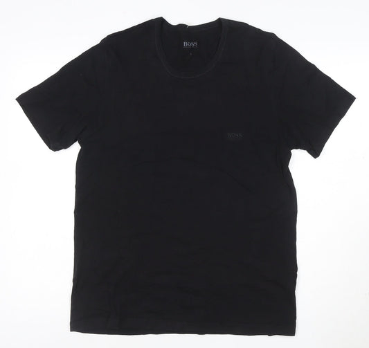 Hugo Boss Men's Black Cotton Crew Neck Short Sleeve T-Shirt L