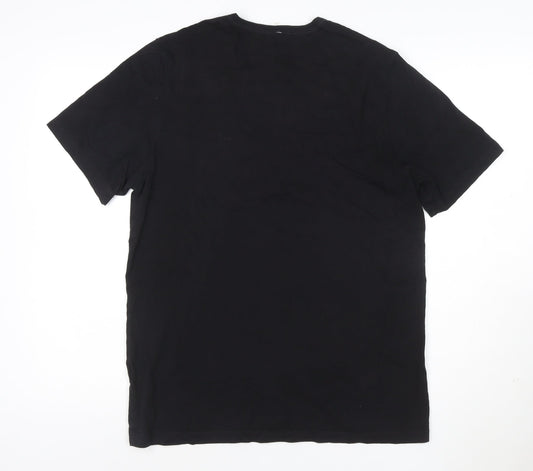 Hugo Boss Men's Black Cotton Crew Neck Short Sleeve T-Shirt L