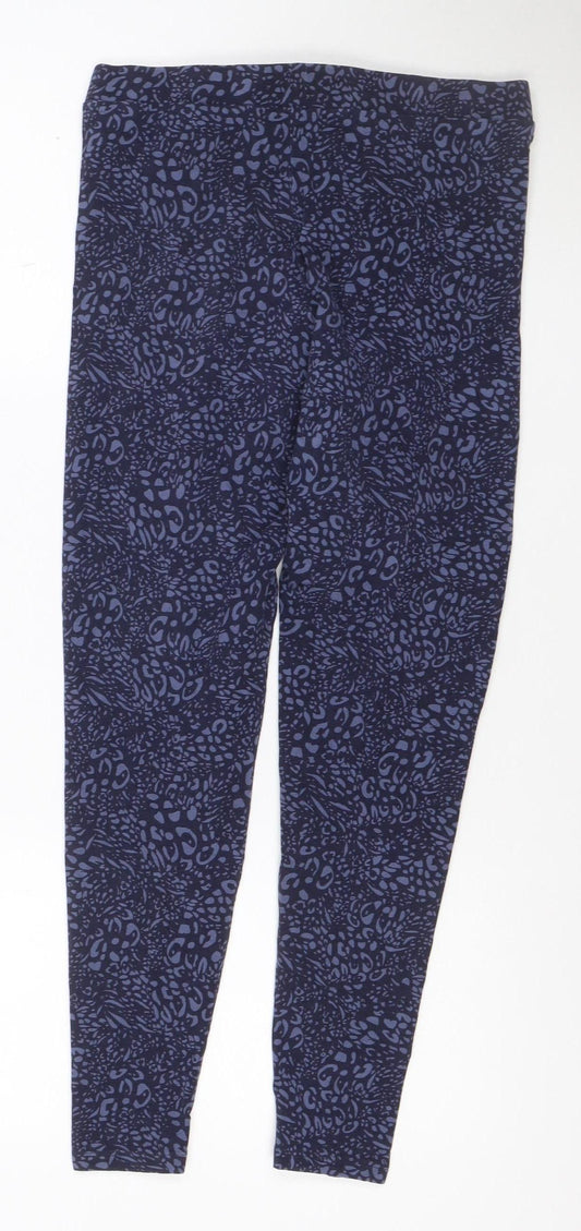 Marks and Spencer Women Blue Animal Print Cotton Leggings Size 10