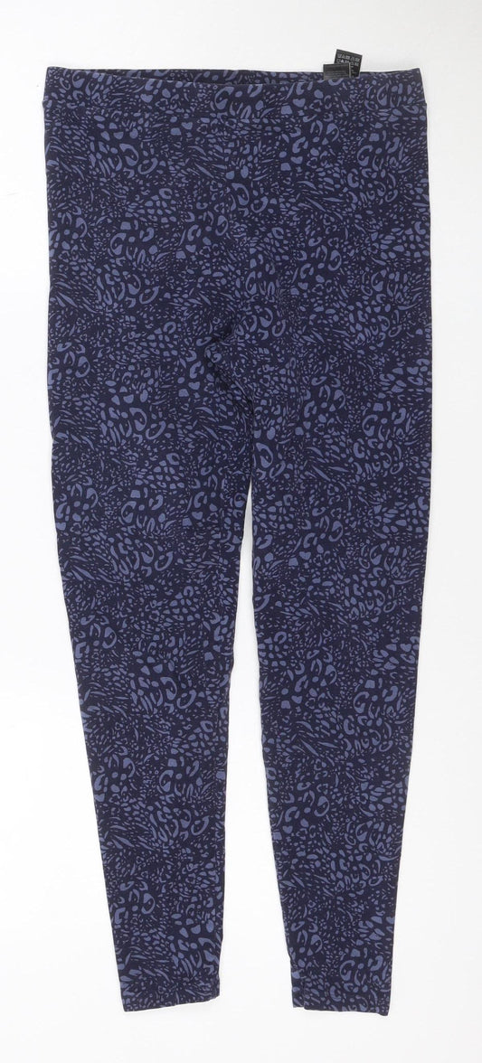 Marks and Spencer Women Blue Animal Print Cotton Leggings Size 10