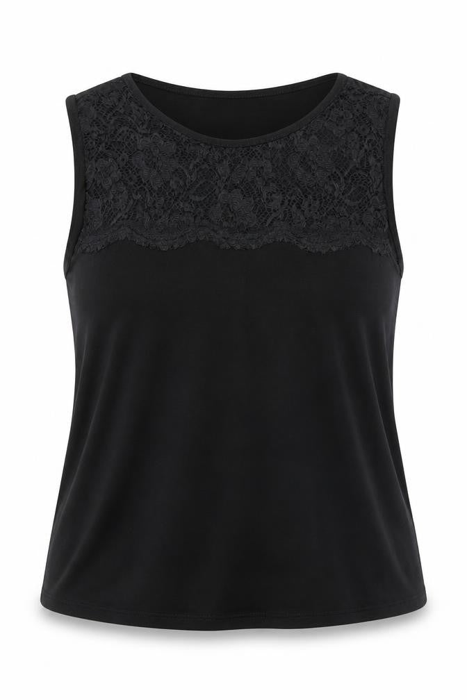Red Herring Women’s Black Lace Panel Sleeveless Tank Top Size 12