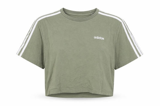 adidas Womens Green Cropped T-Shirt M Relaxed Fit Short Sleeve