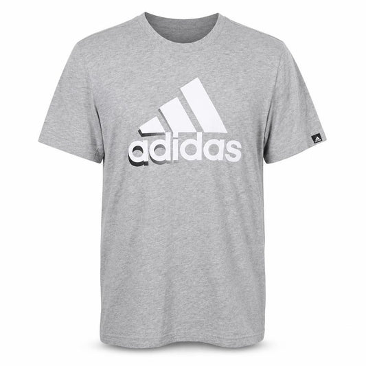 Adidas Men's Grey Crew Neck Short Sleeve Graphic T-Shirt Size M