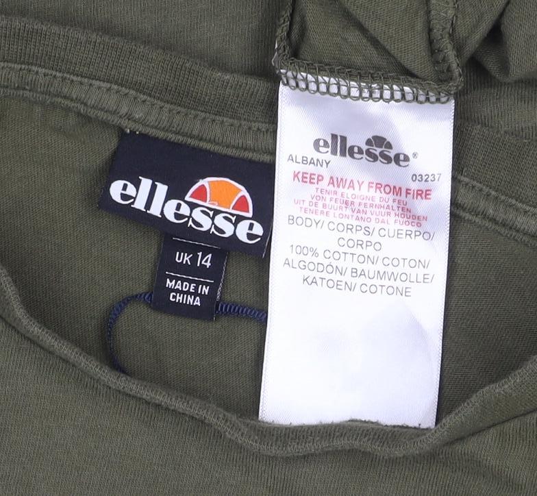 Ellesse Womens Green Cotton Short Sleeve Basic T-Shirt UK 14