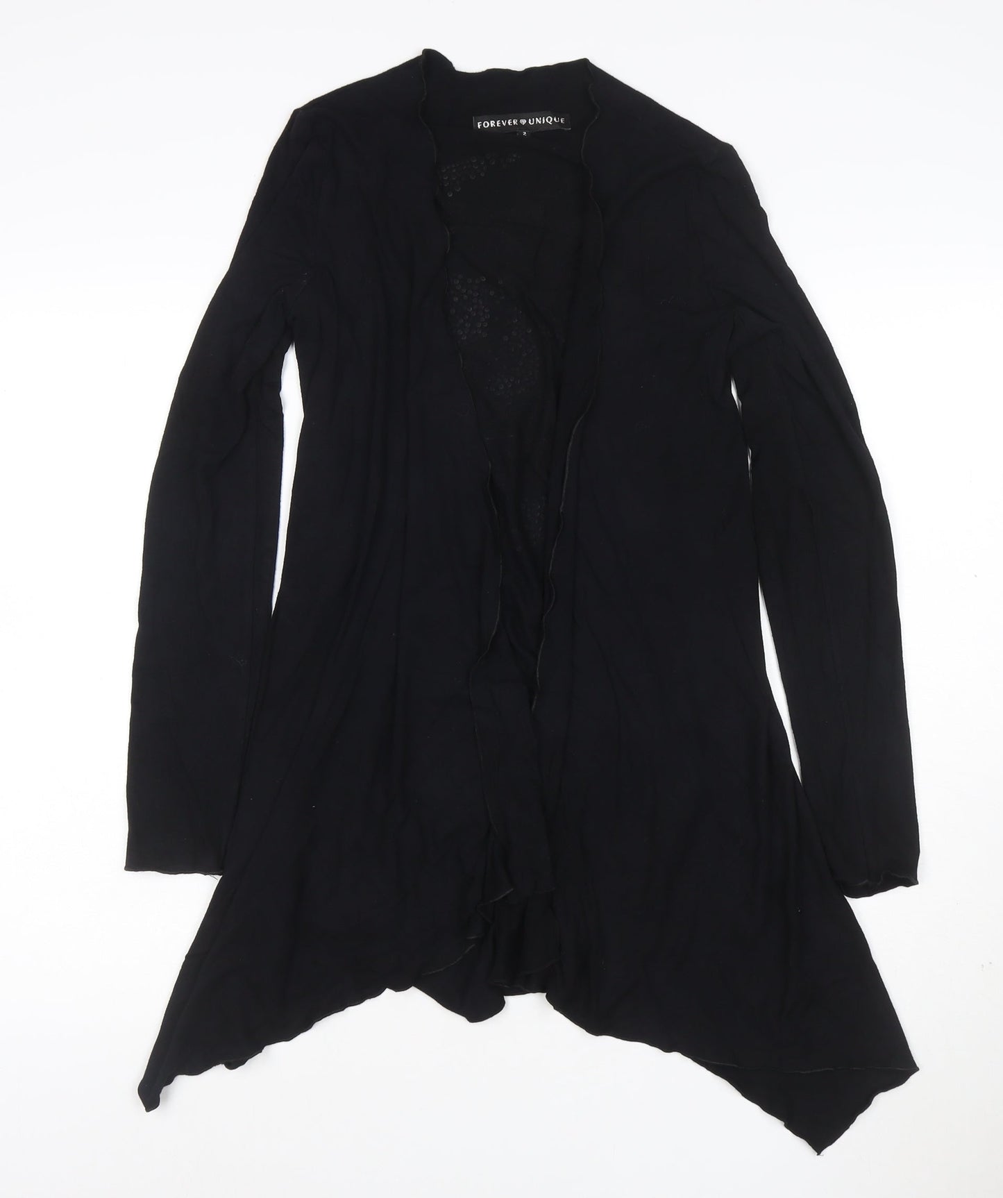 Forever Unique Womens Black Skull Crystal Cardigan Size 10 Cotton Blend