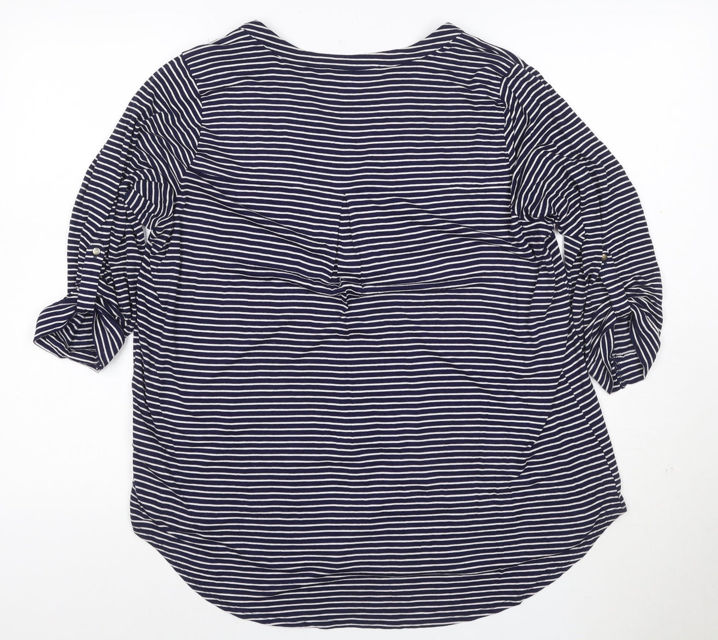 Marks and Spencer Women’s Blue Striped V-Neck 3/4 Sleeve Blouse Size 18