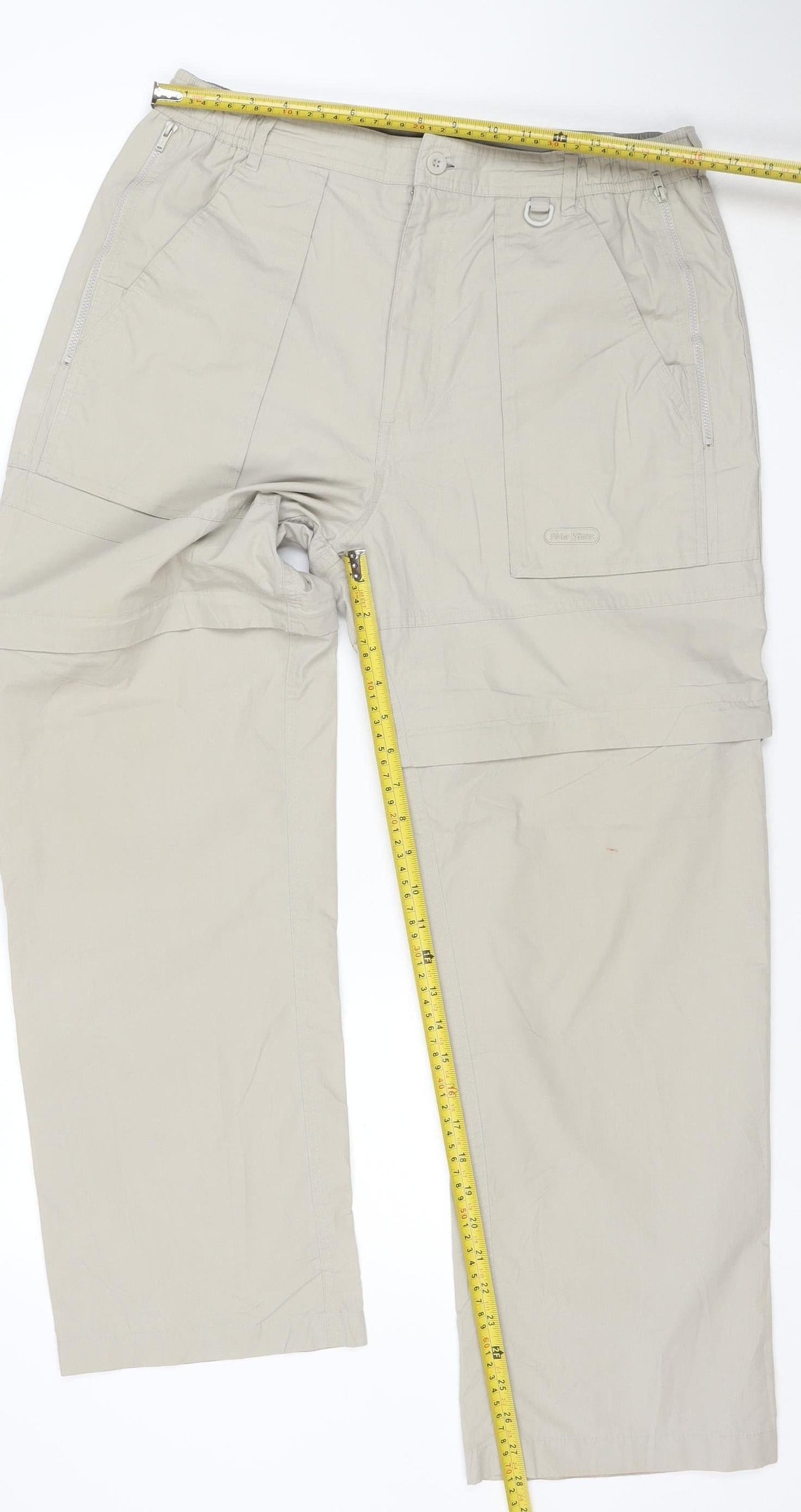 Peter Storm Men's Beige 34S Lightweight Cargo Travel Trousers
