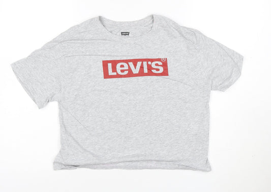 Levi's Girls Grey Logo T-Shirt 14 Years Crew Neck Short Sleeve