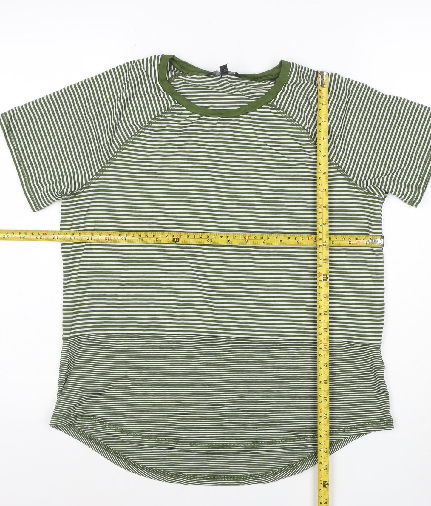 Next Womens Green Striped Short Sleeve Jersey T-Shirt Size 12
