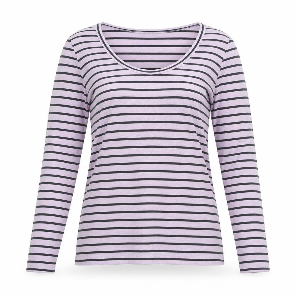 Desigual Women's Pink Striped Long Sleeve Cotton T-Shirt Size S