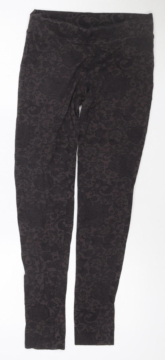 Marks and Spencer Women’s Black Floral Stretch Leggings Size 10 Long