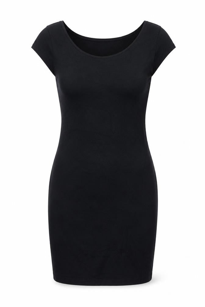 L.O.G.G. Women's Black M Bodycon Jersey Short Sleeve Knee Dress