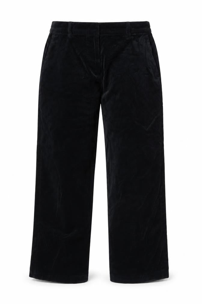 Marks & Spencer Women Black Size 12 Regular Cotton Straight Trousers