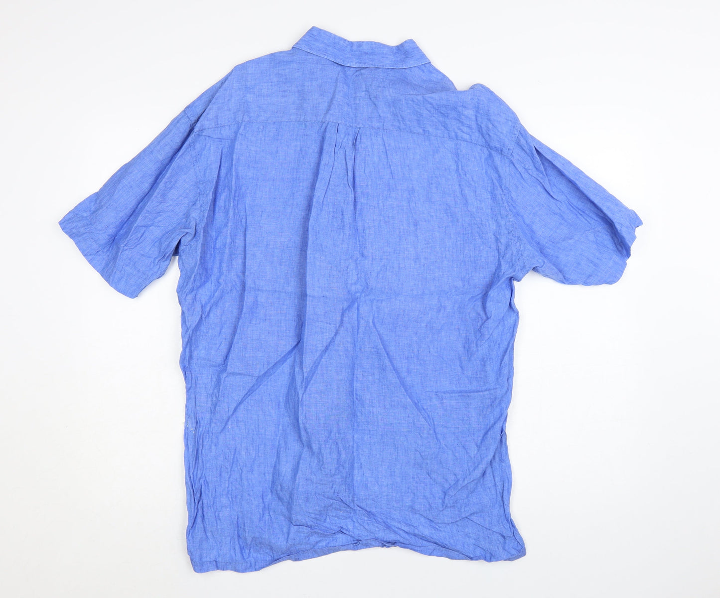 Westbury Men's Blue Linen Short Sleeve Button-Up Shirt XL