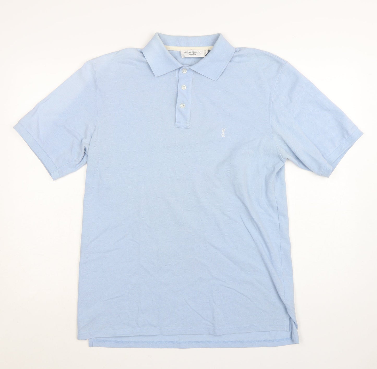 Yves Saint Laurent Men Blue Polo Shirt Cotton Blend M Classic Fit