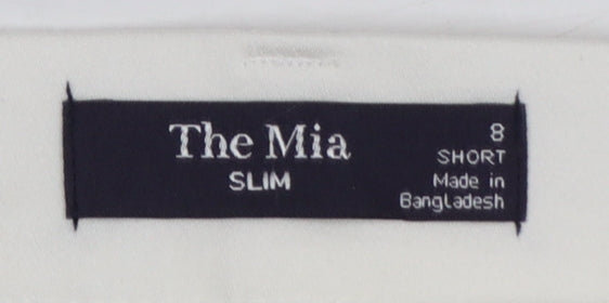 Marks and Spencer The Mia Slim White Cotton Blend Women's Trousers Size 8 Short