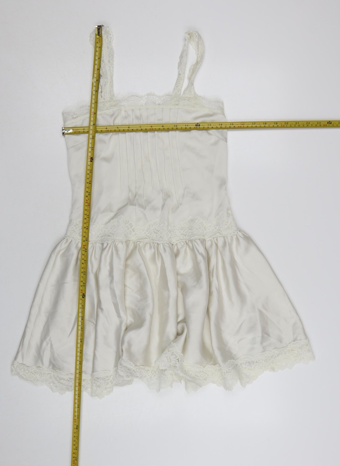 Marks and Spencer Women Ivory Size 6 Lace Trim Satin Slip Dress