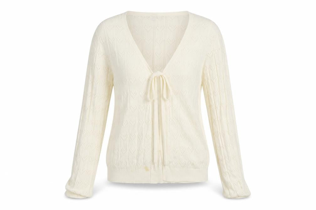 Nobody’s Child Women’s Ivory Knit Tie Cardigan Size 10
