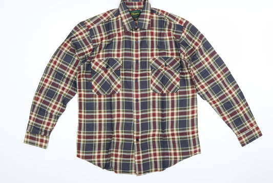 Champion Men's Multicoloured Plaid Button-Up Cotton Shirt M 39/40