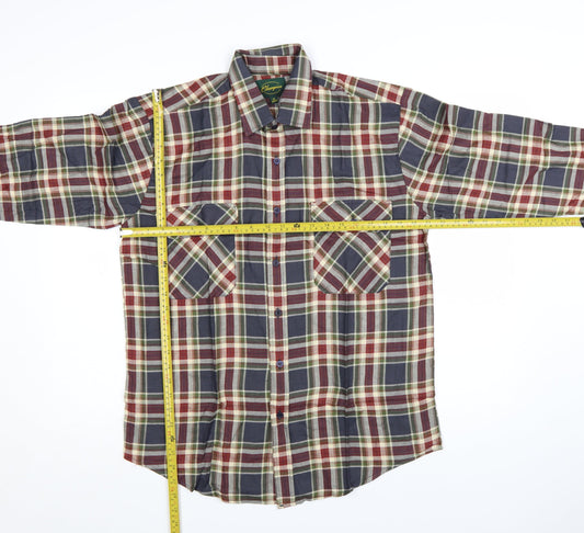 Champion Men's Multicoloured Plaid Button-Up Cotton Shirt M 39/40
