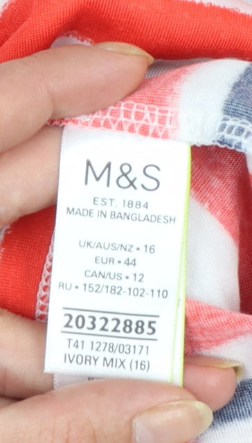 Marks and Spencer Womens Multicoloured Striped T-Shirt Size 16