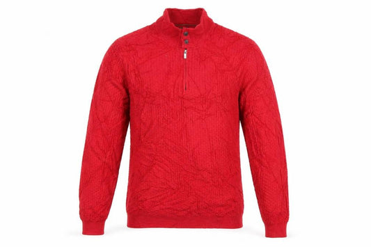 Massimo Dutti Men's Red XL 1/2 Zip Cotton Cashmere Jumper