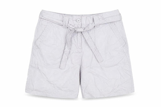 M&Co Women Silver Cotton Chino Shorts Size 16 Belted Casual