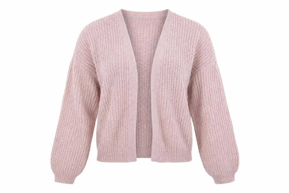 Fat Face Women's Pink Open-Knit Long Sleeve Cardigan UK 12