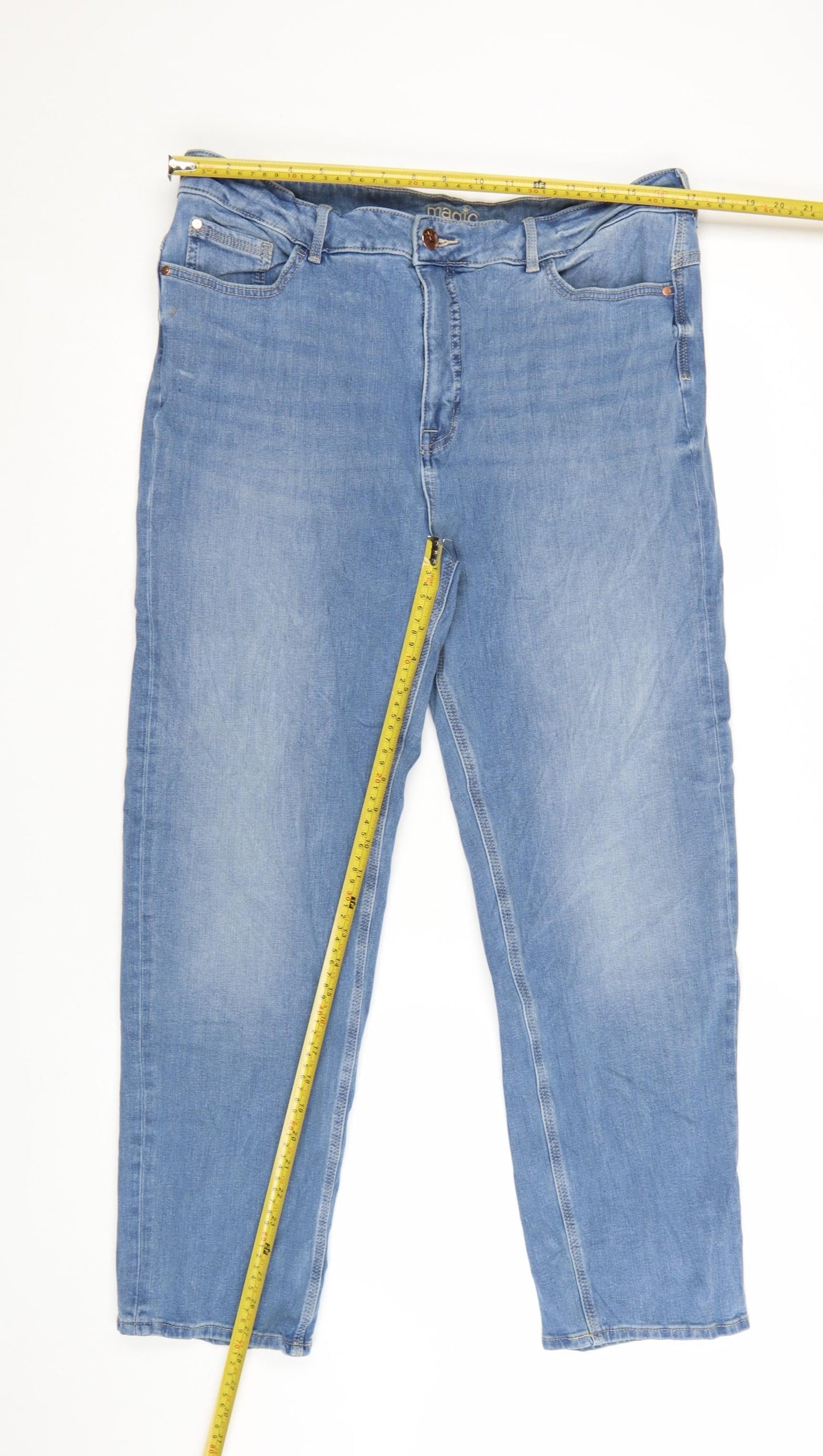 Marks and Spencer Women's Blue Stretch Straight Jeans Size 18 Short