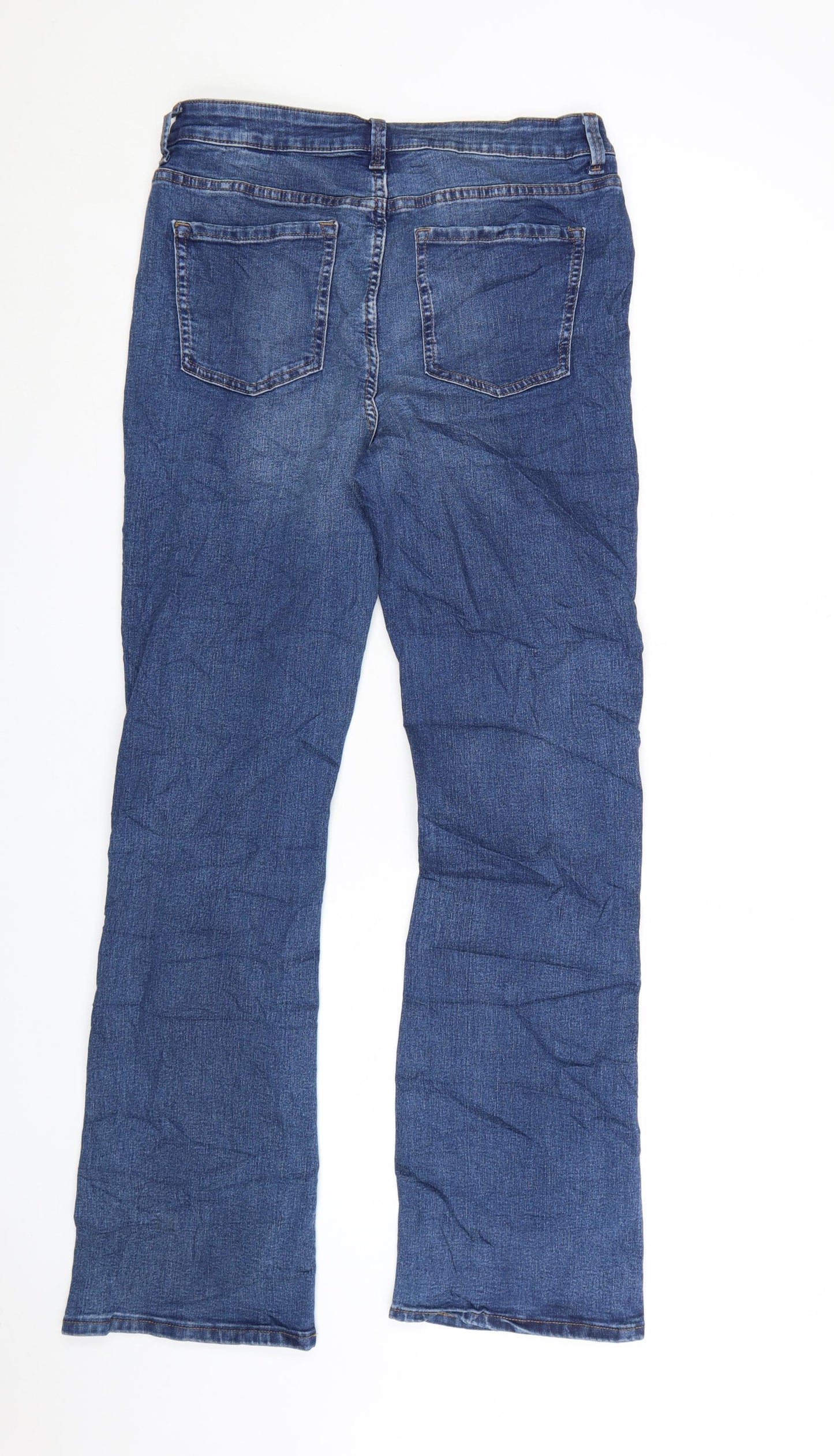 Marks and Spencer Women Blue Bootcut Stretch Jeans Size 12 Short