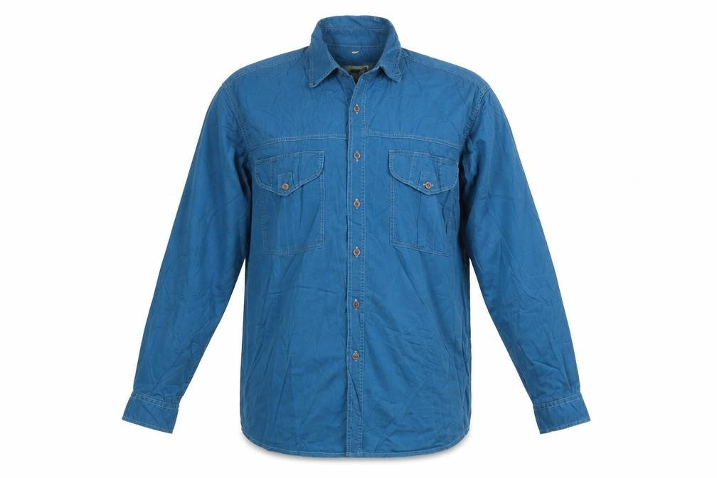 Latitude 38 Men's Blue Cotton Long Sleeve Button-Up Shirt Size M