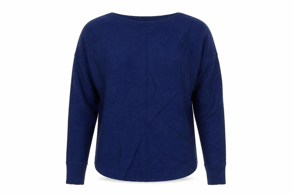 White Stuff Women's Blue Cotton Waffle-Knit Jumper UK 8