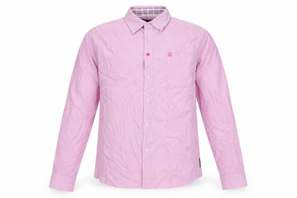 Armani Jeans Men's Pink Striped Long Sleeve Cotton Shirt XL Regular Fit