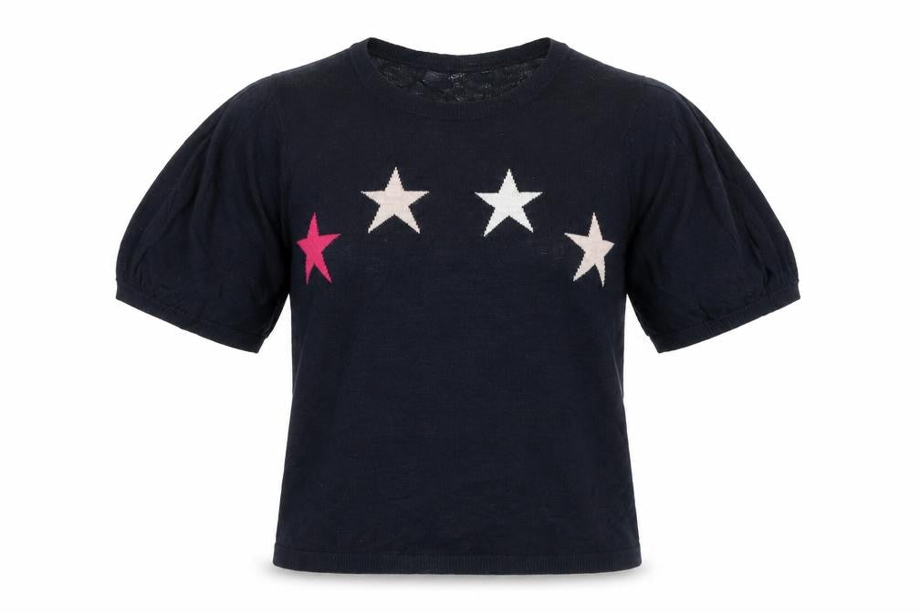 Next Women Blue Star Knit Puff Sleeve Jumper Size 12