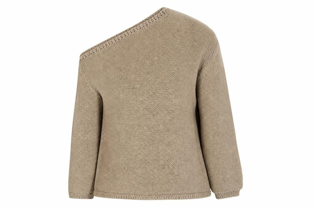 Marks and Spencer Women Beige L Asymmetrical Knit Pullover Jumper