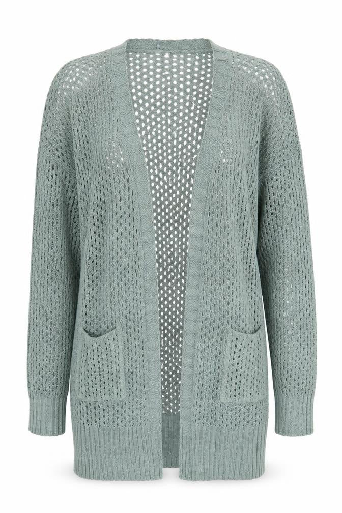 Dip Women’s Green Open Knit Long Sleeve Cardigan Size L