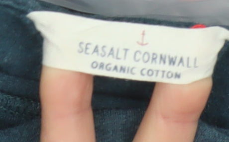 Seasalt Cornwall Women’s Blue Roll Neck Long Sleeve Organic Cotton Top UK 12