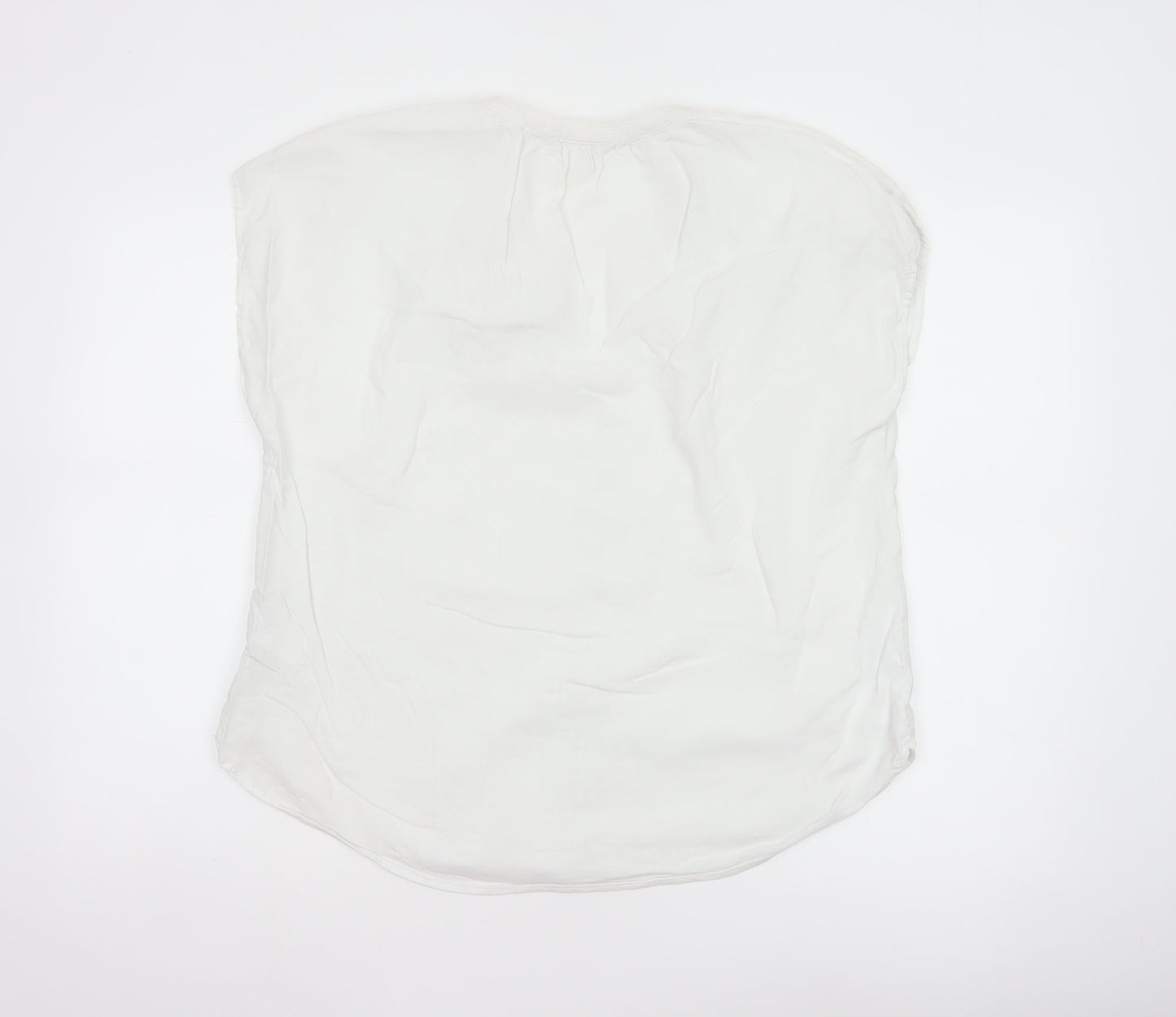 H&M Womens White Short Sleeve Viscose Cotton Blouse Size 12