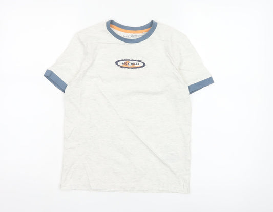 Jack Wills Boys Light Grey Marl Ringer T-Shirt 8-9 Years