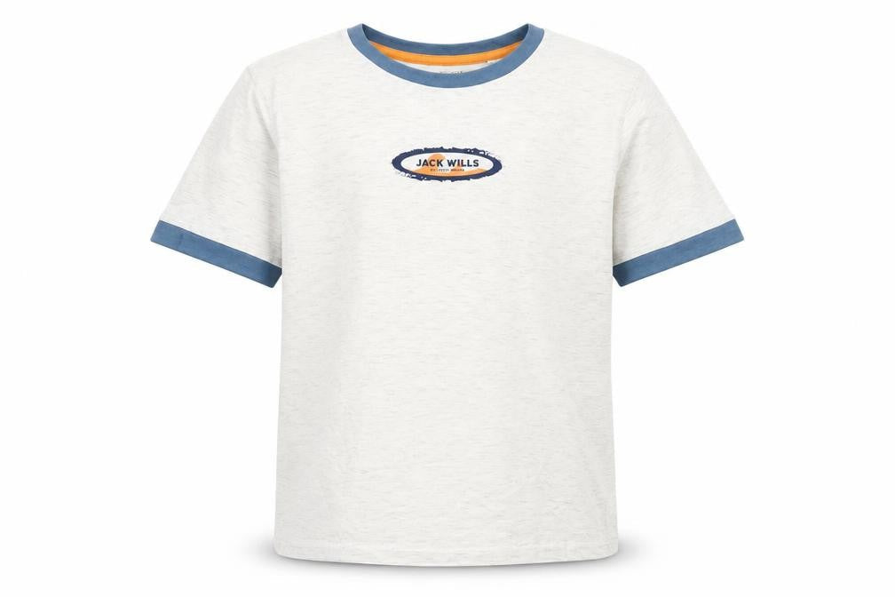 Jack Wills Boys Light Grey Marl Ringer T-Shirt 8-9 Years