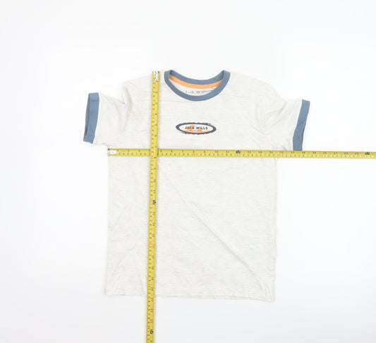 Jack Wills Boys Light Grey Marl Ringer T-Shirt 8-9 Years